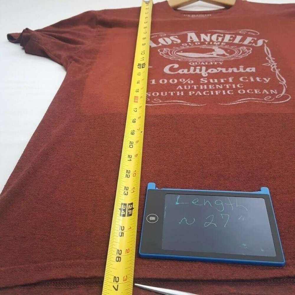 US Jeans Co Los Angeles Surf City Jack Daniels Label Parody Tee T-Shirt Red Size - Picture 5 of 8